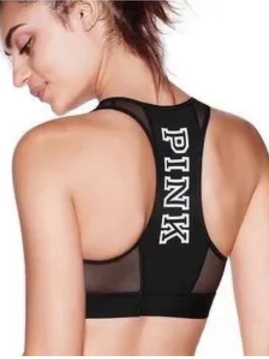Victoria's Secret Other - Victoria's Secret PINK Black Racerback Sports Bra with White Logo